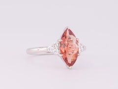 1.69ct Deep Red Oregon Sunstone 14K White Gold Engagement Ring R6588