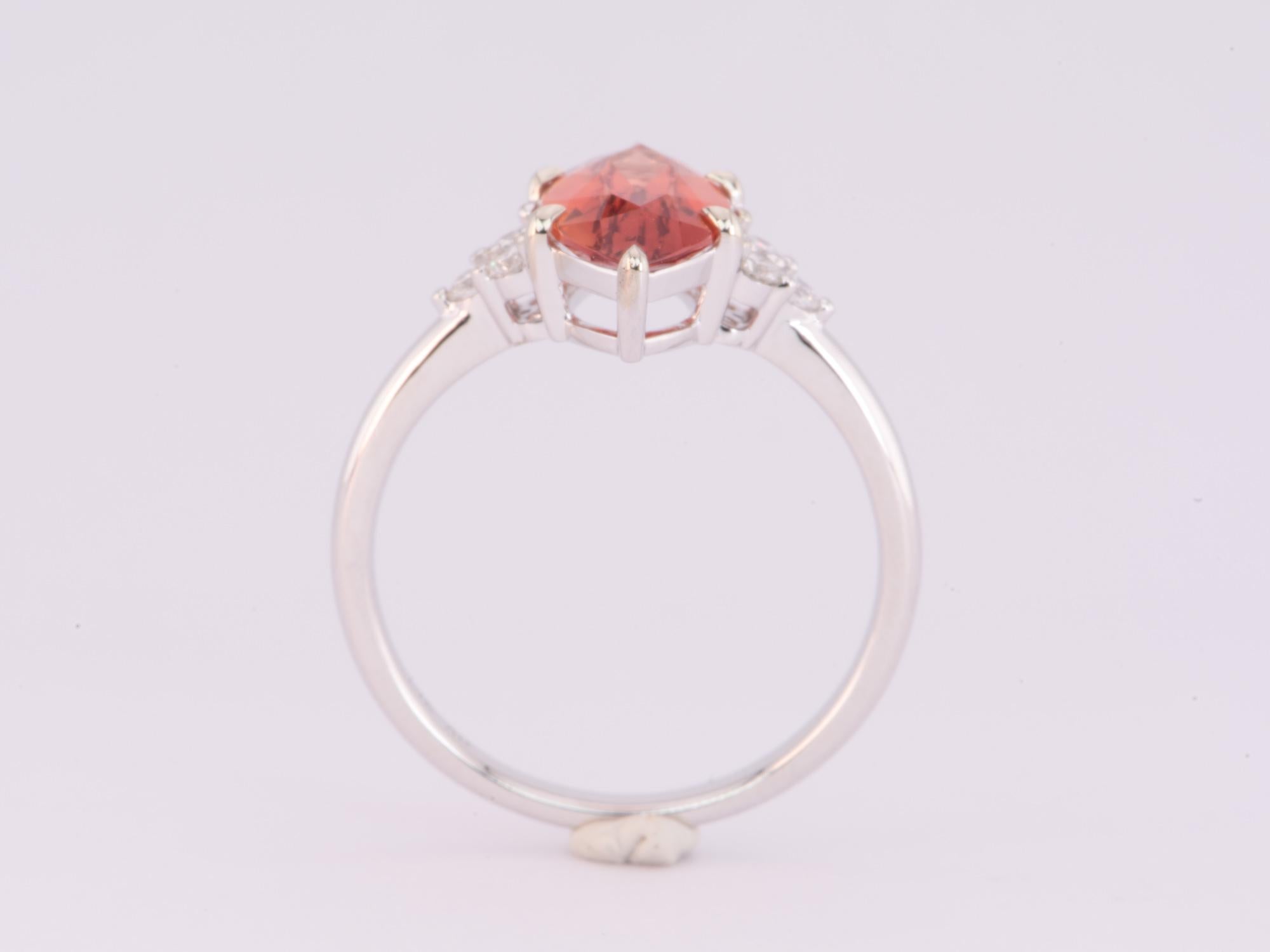 1.69ct Deep Red Oregon Sunstone 14K White Gold Engagement Ring R6588 In New Condition For Sale In Osprey, FL
