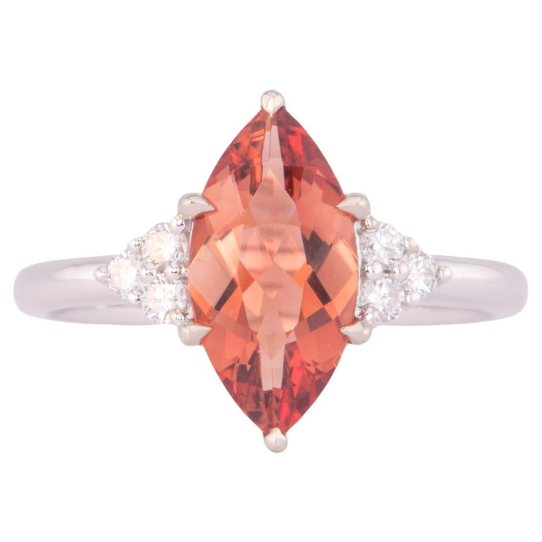 1.69ct Deep Red Oregon Sunstone 14K White Gold Engagement Ring R6588 For Sale
