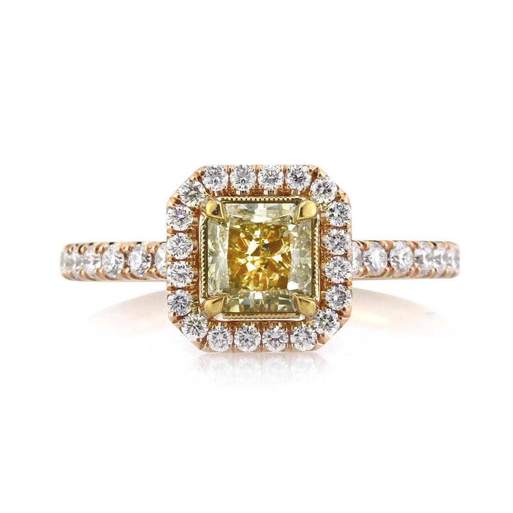 1.69ct Fancy Intense Yellow Radiant Cut Diamond Engagement Ring
