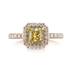 1.69ct Fancy Intense Yellow Radiant Cut Diamond Engagement Ring