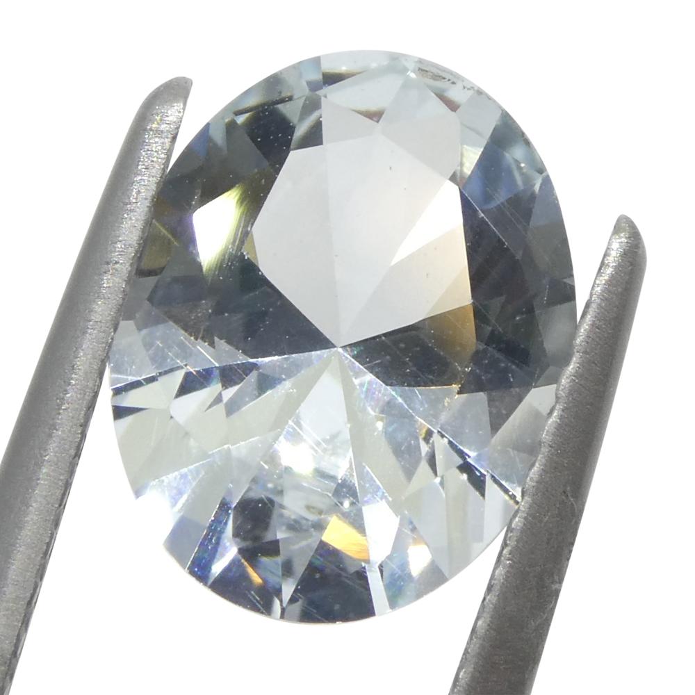 1.69ct Oval Blue Aquamarine from Brazil Unheated In New Condition For Sale In Toronto, Ontario