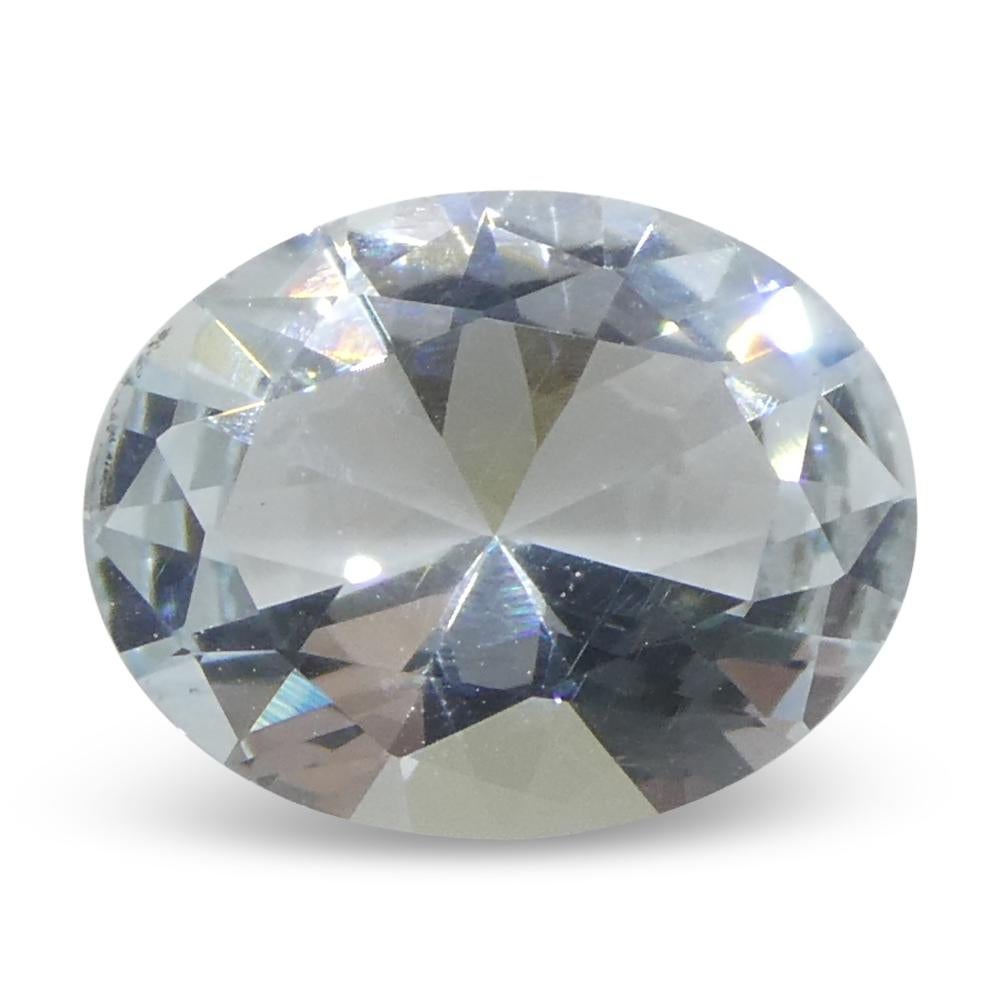 Women's or Men's 1.69ct Oval Blue Aquamarine from Brazil Unheated For Sale
