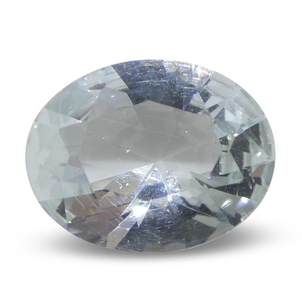 Femenino o masculino Aguamarina azul ovalada de Brasil sin calentar de 1,69 ct en venta