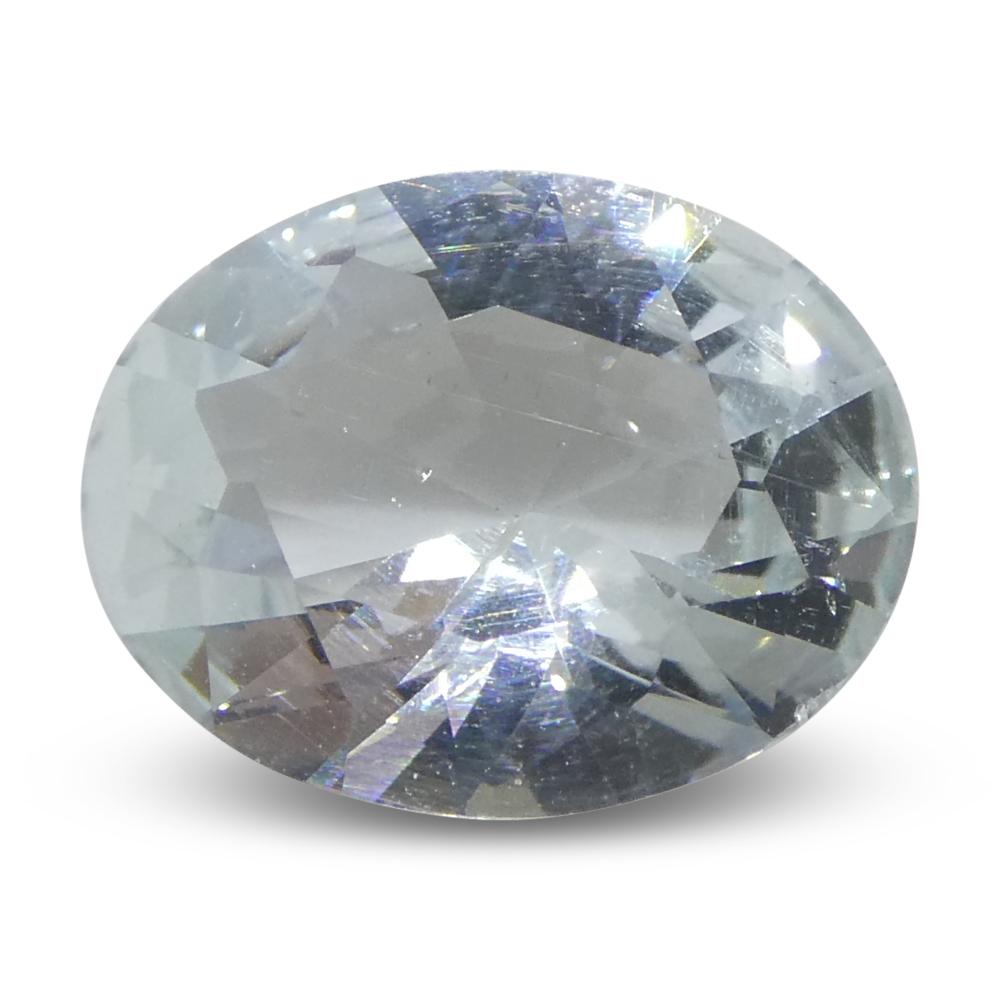 Aguamarina azul ovalada de Brasil sin calentar de 1,69 ct en venta 1