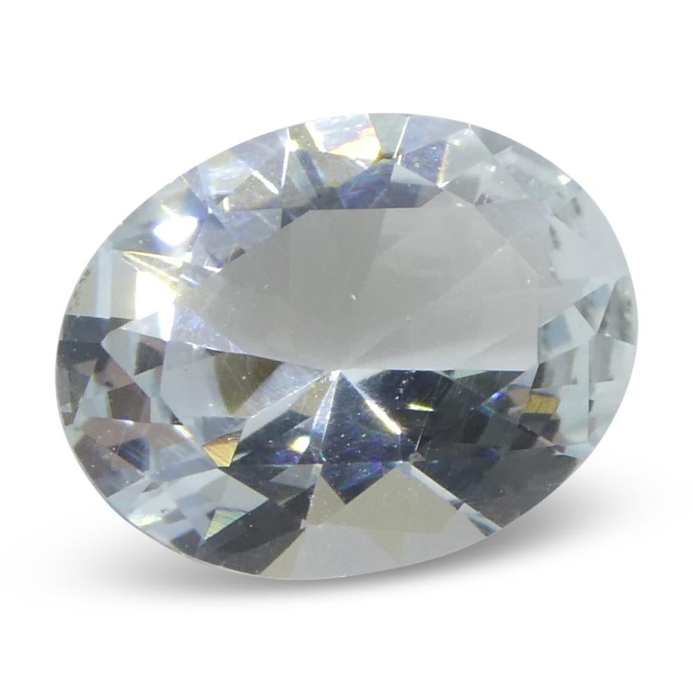 1.69ct Oval Blue Aquamarine from Brazil Unheated For Sale 2