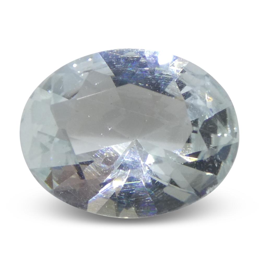 Aguamarina azul ovalada de Brasil sin calentar de 1,69 ct en venta 2