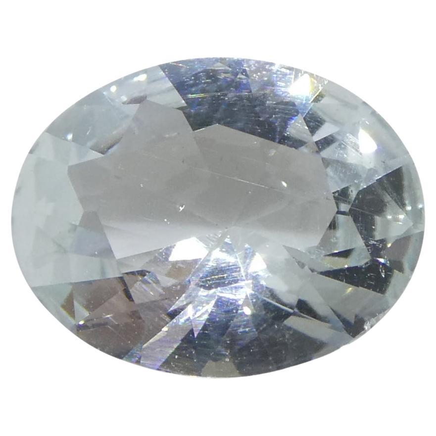 Aguamarina azul ovalada de Brasil sin calentar de 1,69 ct
