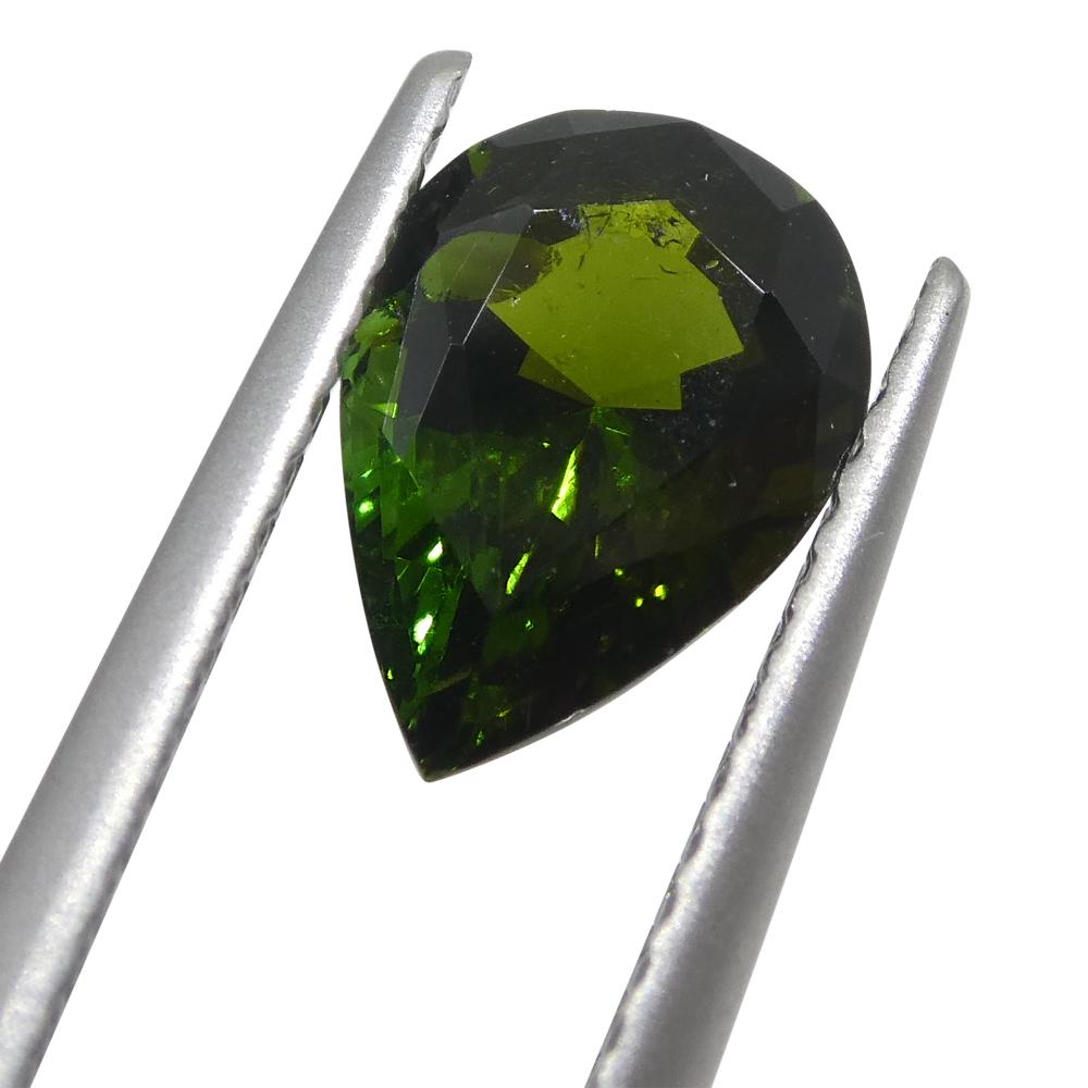Brilliant Cut 1.69ct  Pear Green Tourmaline from Brazil For Sale