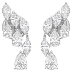 Pendientes de oro blanco de 14 quilates con diamantes naturales talla marquesa y pera de 1,69 quilates