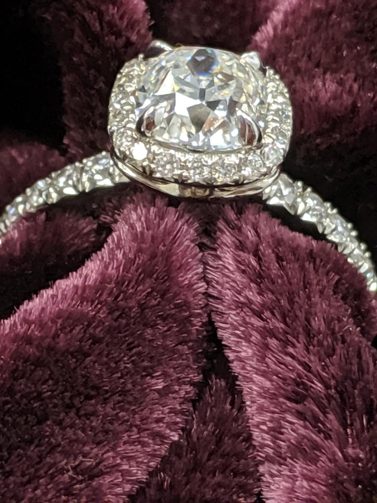 1.69 Carat Classic Cushion Cut Diamond Ring in Platinum GIA In New Condition In New York, NY