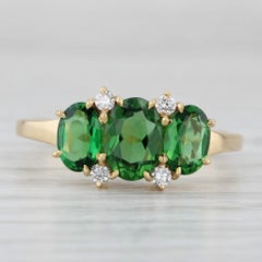 1.69ctw Green Chrome Diopside Diamond 3-Stone Ring 18k Yellow Gold Size 7.5