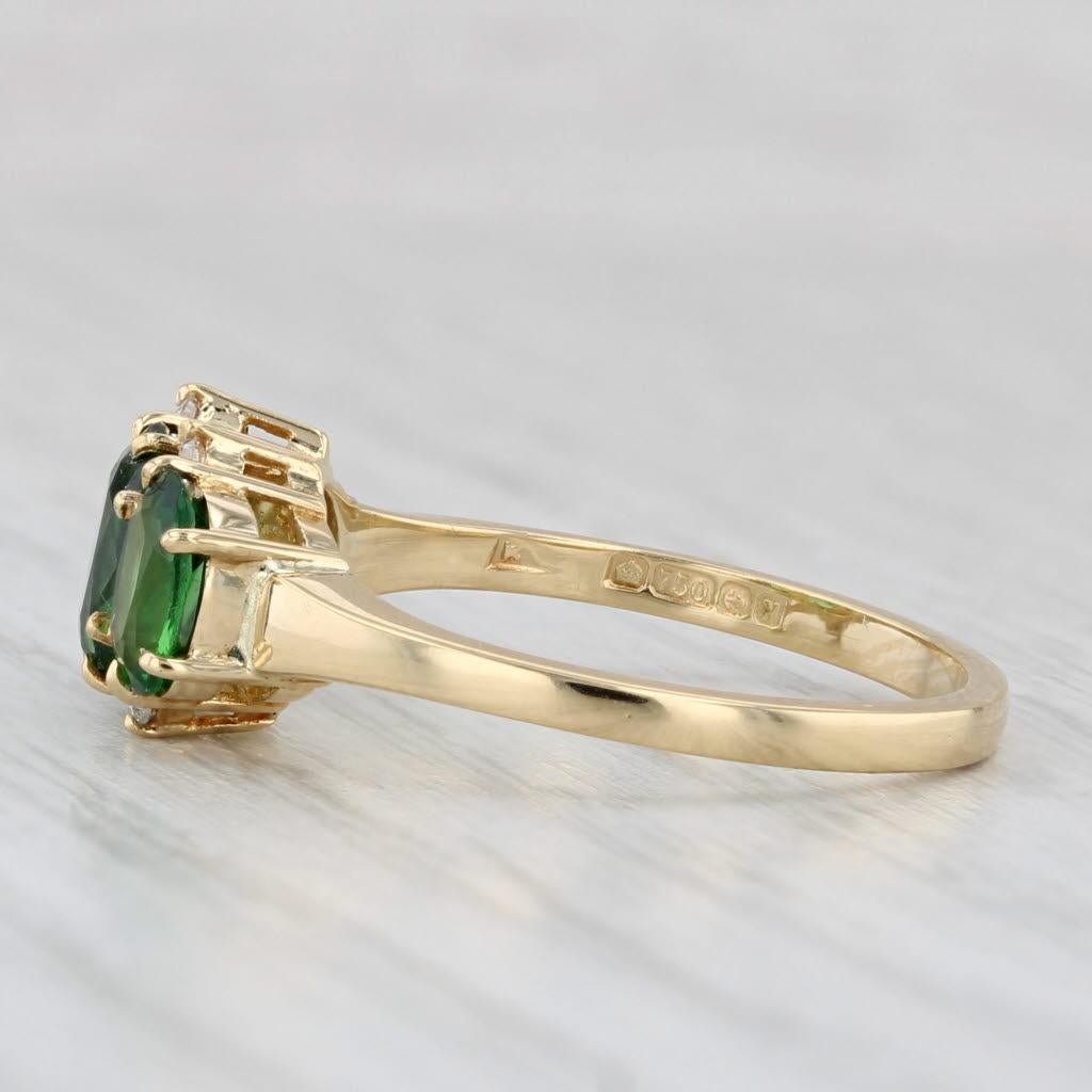 da uomo o donna Anello con 3 pietre di diamante di 1,69ctw Green Chrome Diopside, oro giallo 18k, misura 7,5 in vendita