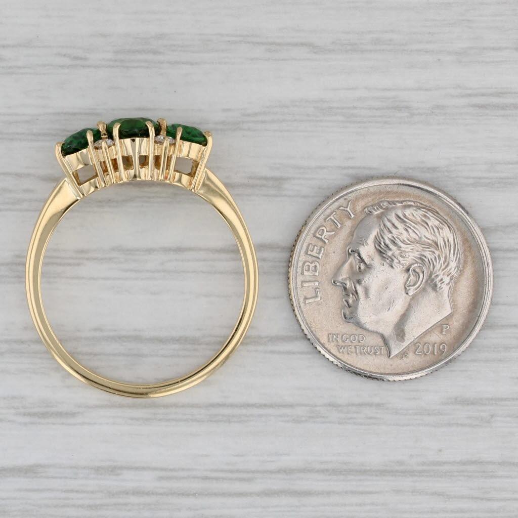 Anello con 3 pietre di diamante di 1,69ctw Green Chrome Diopside, oro giallo 18k, misura 7,5 in vendita 4