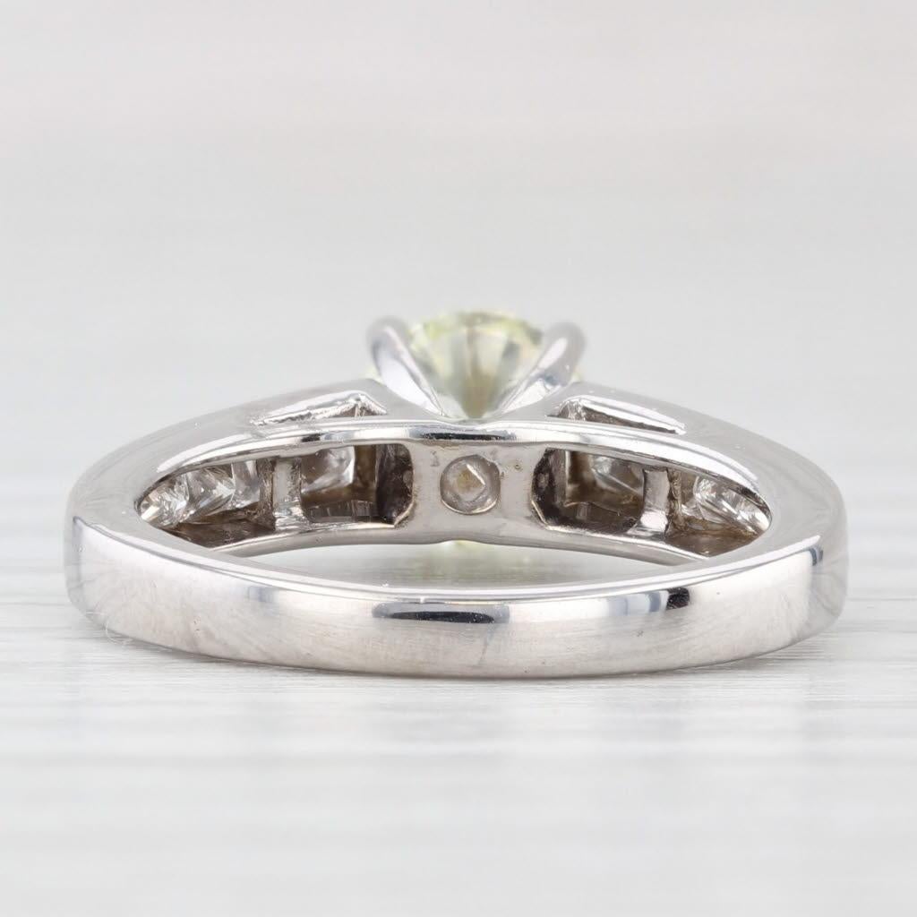 Round Cut 1.69ctw Round Diamond Engagement Ring 14k White Gold Size 5.5 Cathedral Band For Sale