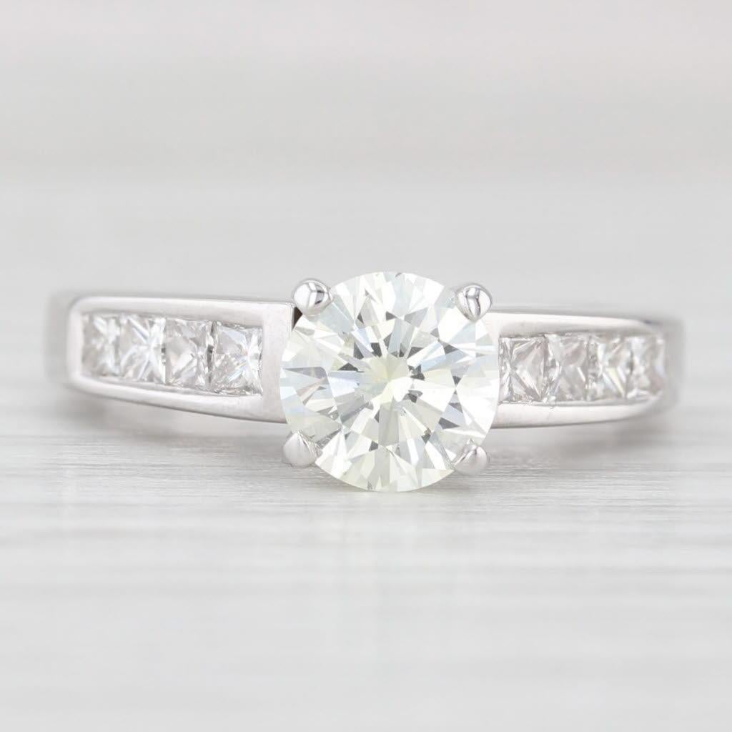 1.69ctw Round Diamond Engagement Ring 14k White Gold Size 5.5 Cathedral Band In Good Condition For Sale In McLeansville, NC