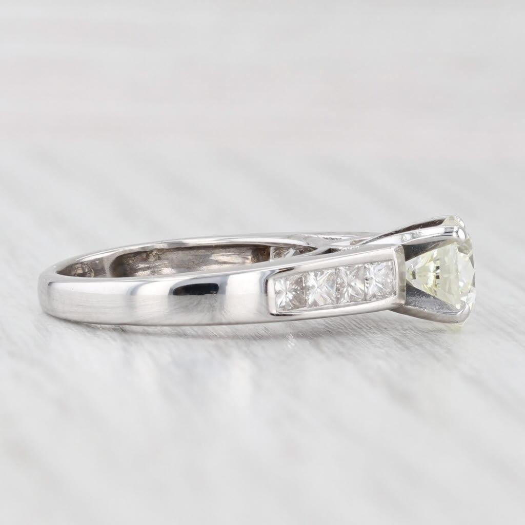Women's or Men's 1.69ctw Round Diamond Engagement Ring 14k White Gold Size 5.5 Cathedral Band For Sale