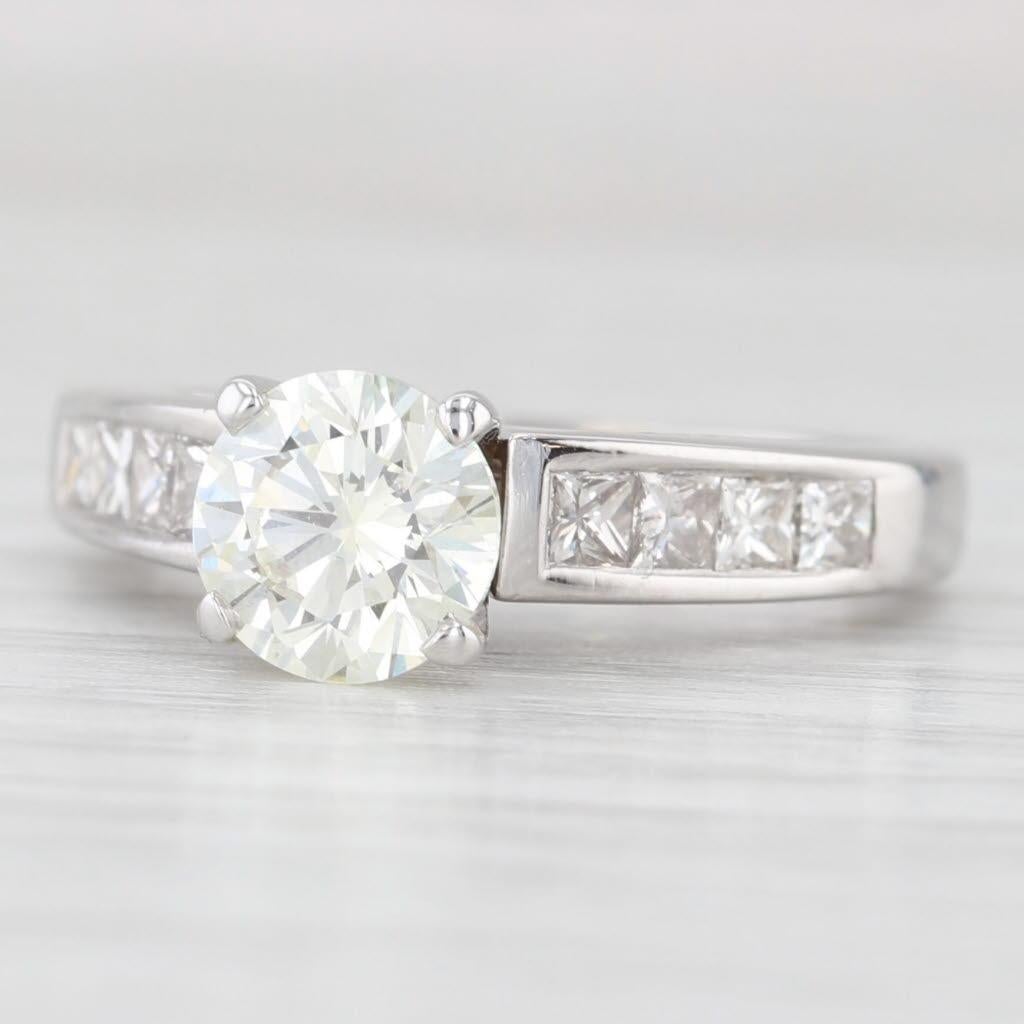 1.69ctw Round Diamond Engagement Ring 14k White Gold Size 5.5 Cathedral Band For Sale 1
