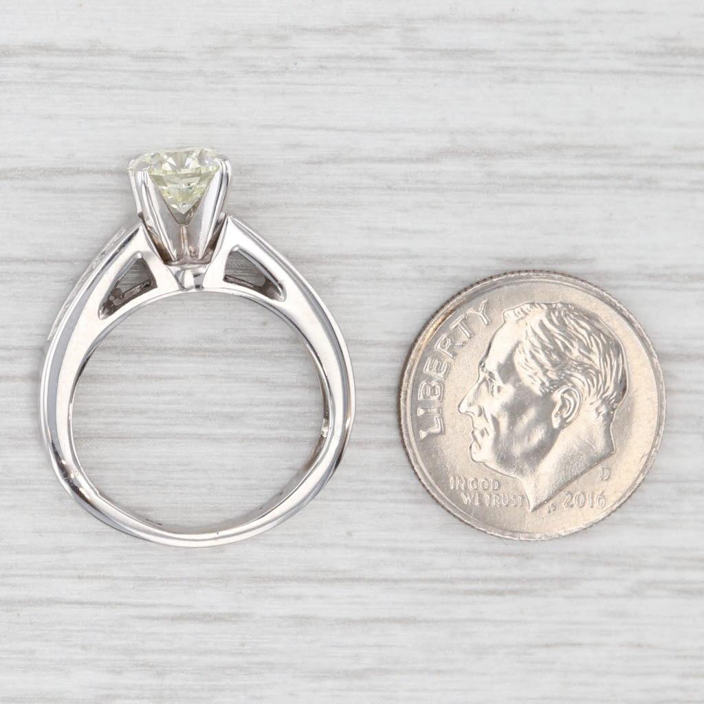 1.69ctw Round Diamond Engagement Ring 14k White Gold Size 5.5 Cathedral Band For Sale 2