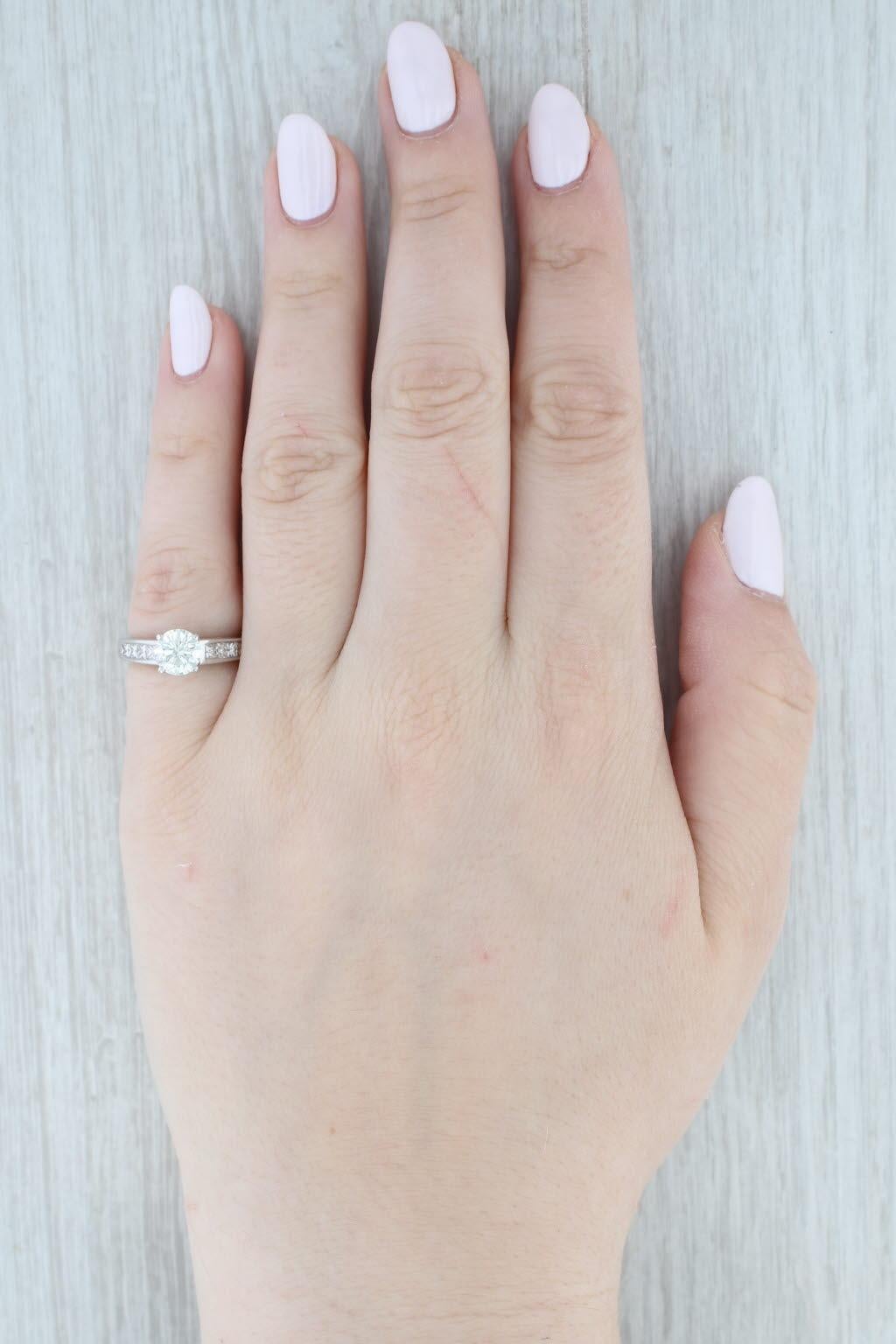 1.69ctw Round Diamond Engagement Ring 14k White Gold Size 5.5 Cathedral Band For Sale 4