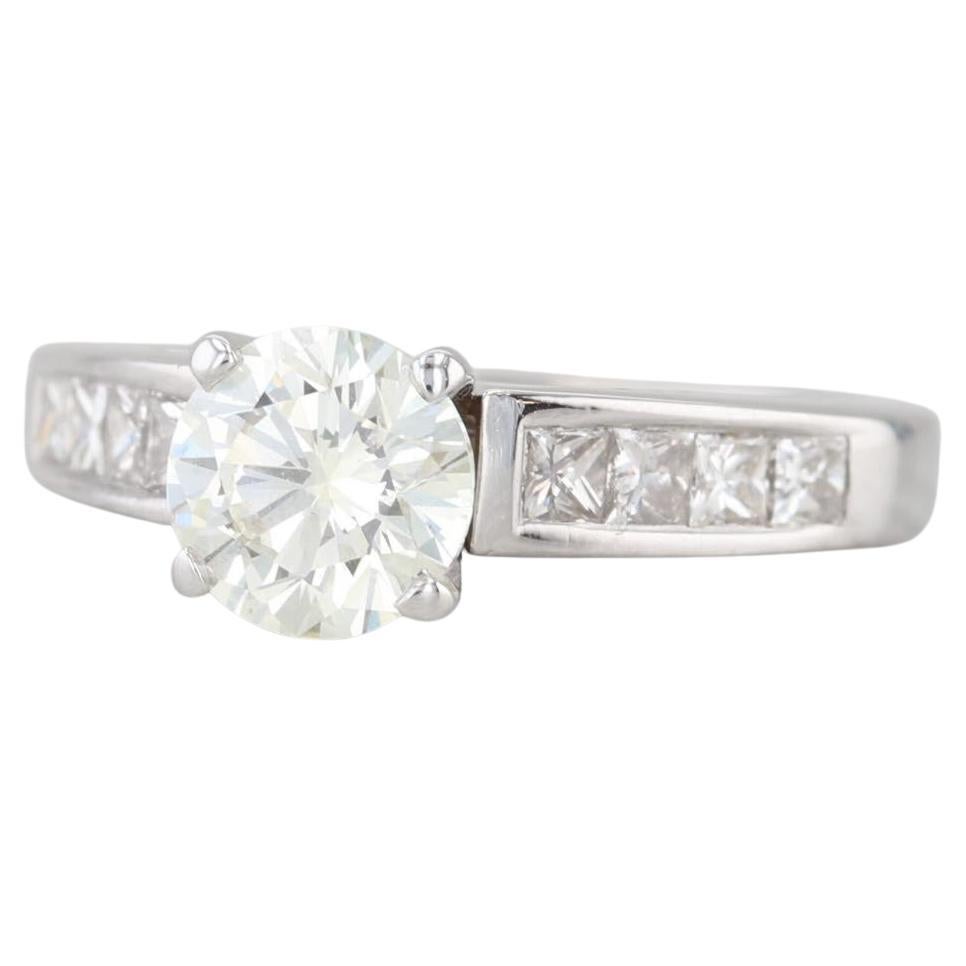 1.69ctw Round Diamond Engagement Ring 14k White Gold Size 5.5 Cathedral Band
