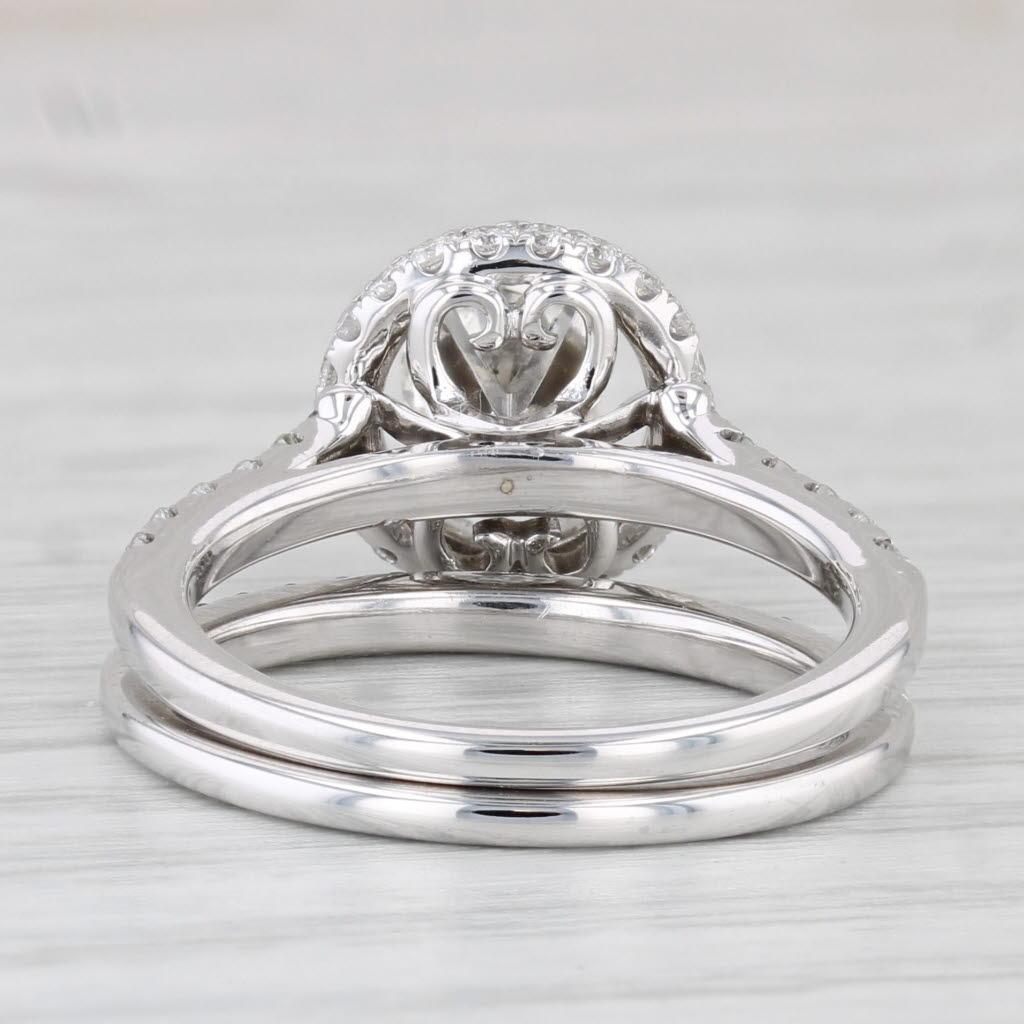 1,69ctw Runde Diamant Halo Verlobungsring Hochzeit Band Braut 14k Weißgold im Zustand „Gut“ im Angebot in McLeansville, NC