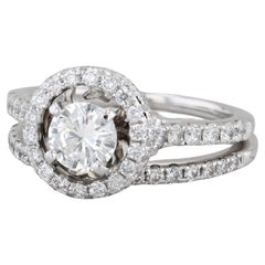 1.69ctw Round Diamond Halo Engagement Ring Wedding Band Bridal 14k White Gold