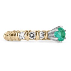 1.69tcw 18K Colombian Emerald-Round Cut & Diamond Wedding Engagement Ring