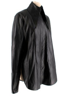 16Arlington Black Seymour Point-collar Leather Shirt - Us size 2