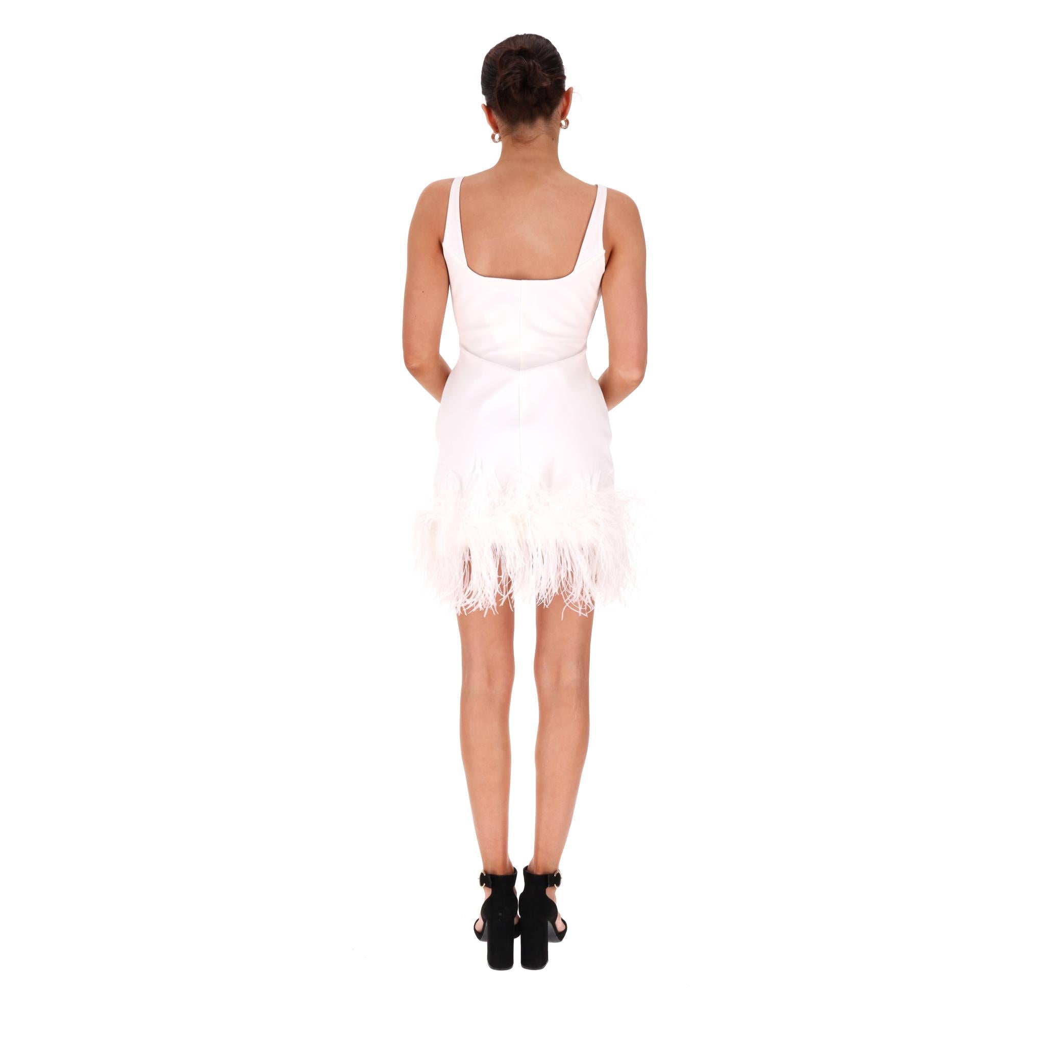 16Arlington Feather-Trim Mini Dress In Excellent Condition For Sale In London, GB