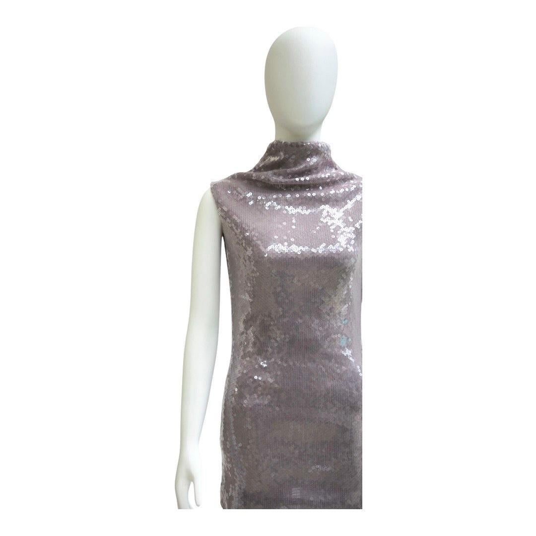 16Arlington ‘Luna’ Sequined Sleeveless Mini Dress – Lilac In Excellent Condition For Sale In Dallas, TX