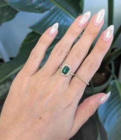 1.6Ct AAA Zambian Emerald Ring with Natural Diamonds Accents: Solid 14K Gold