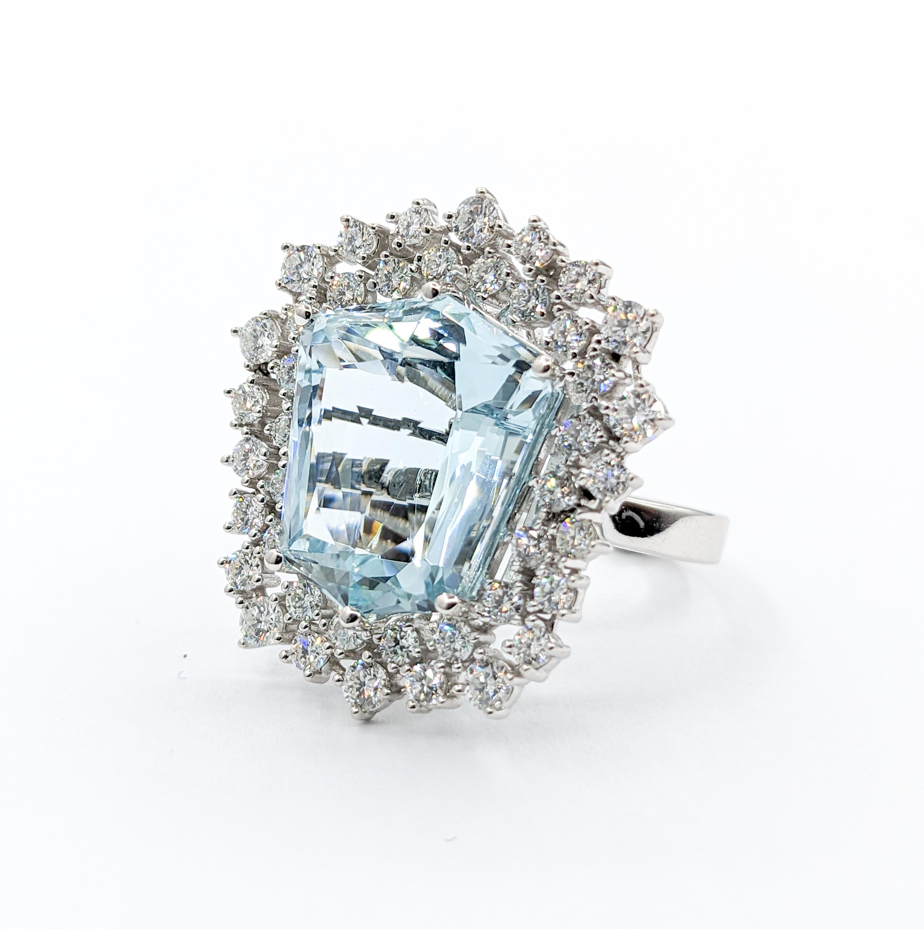 16ct Aquamarine & Diamond Convertible Ring Pendant For Sale 5
