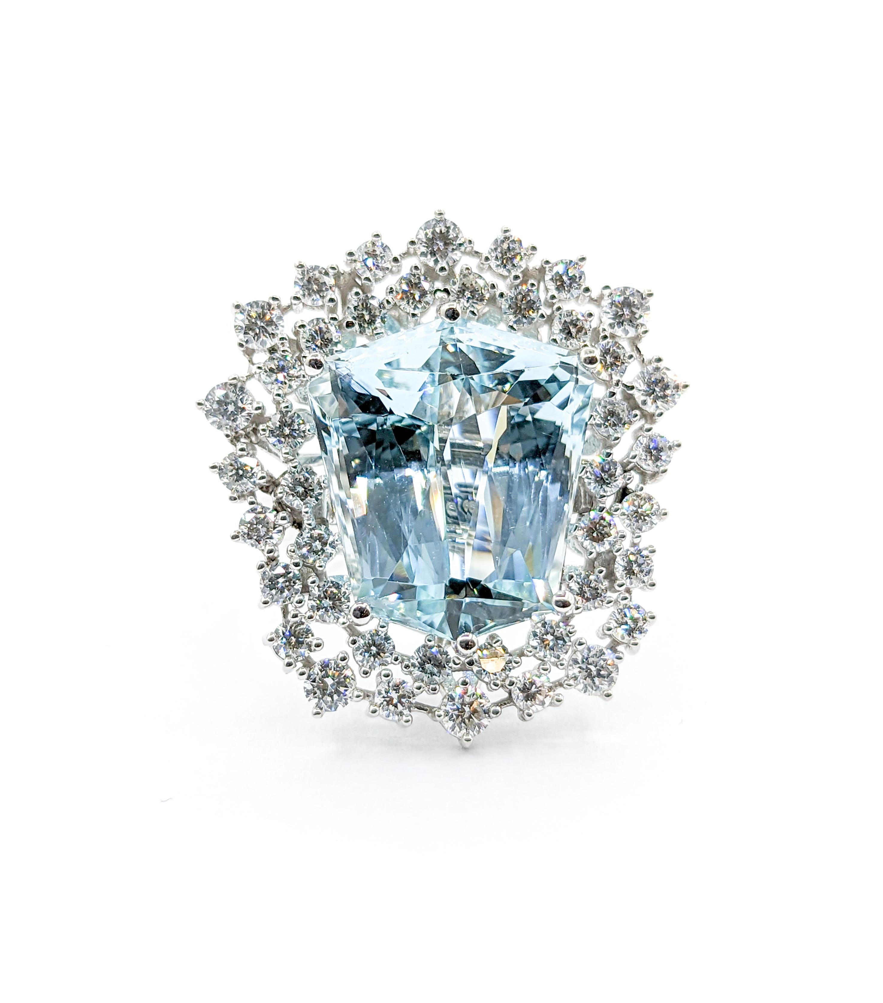 16ct Aquamarine & Diamond Convertible Ring Pendant For Sale 6