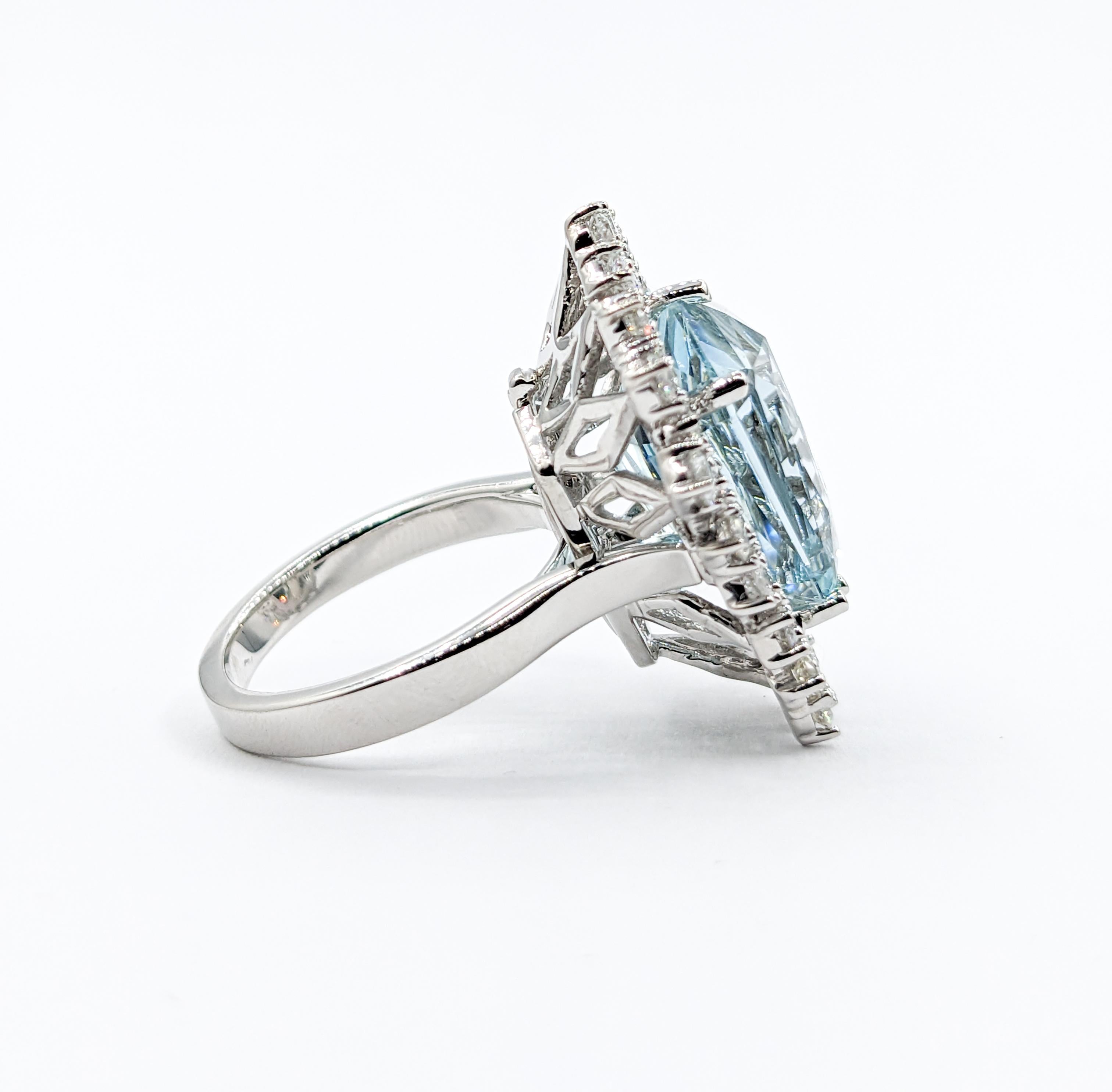 16ct Aquamarine & Diamond Convertible Ring Pendant For Sale 2