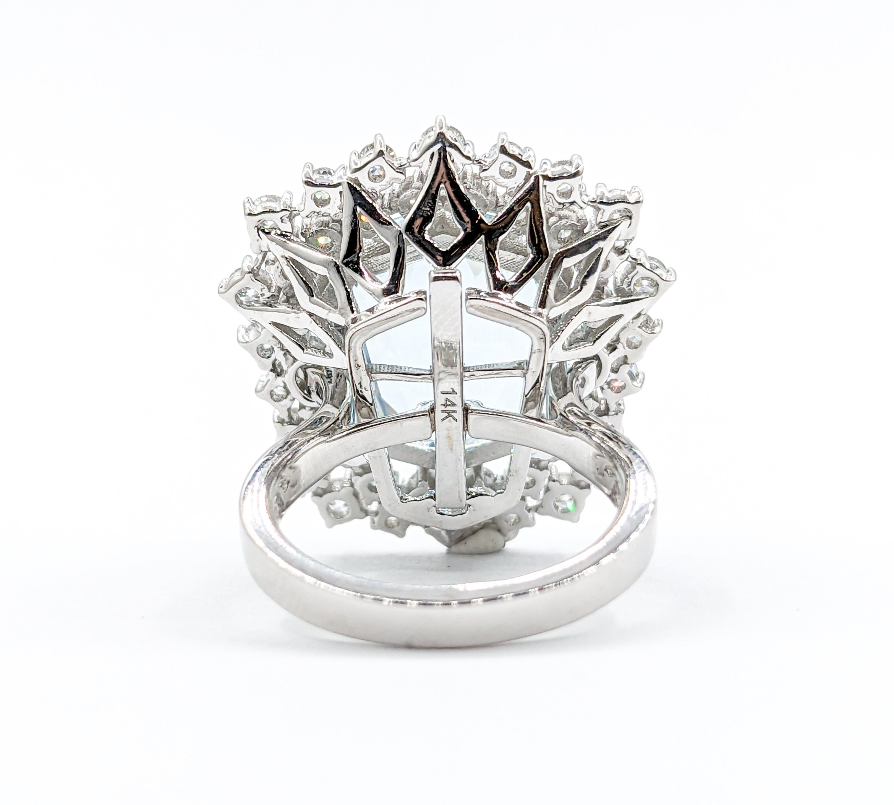 16ct Aquamarine & Diamond Convertible Ring Pendant For Sale 3