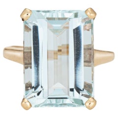 16ct Aquamarin Ring Vintage 14k Gelbgold Sz 8,5 Fine Estate Jewelry