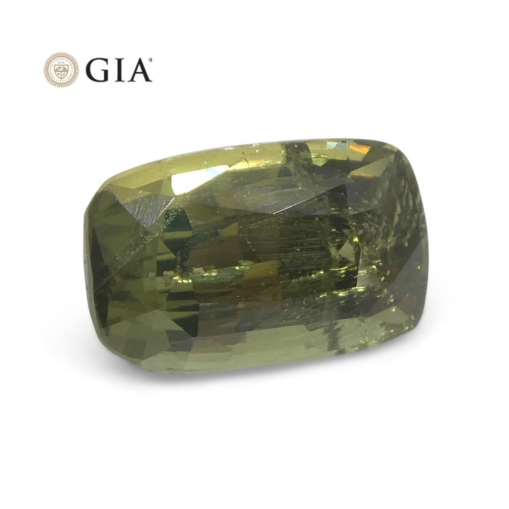 1.6ct Cushion Yellowish Green to Grey-Purple Alexandrite GIA Certified Unheated For Sale 3
