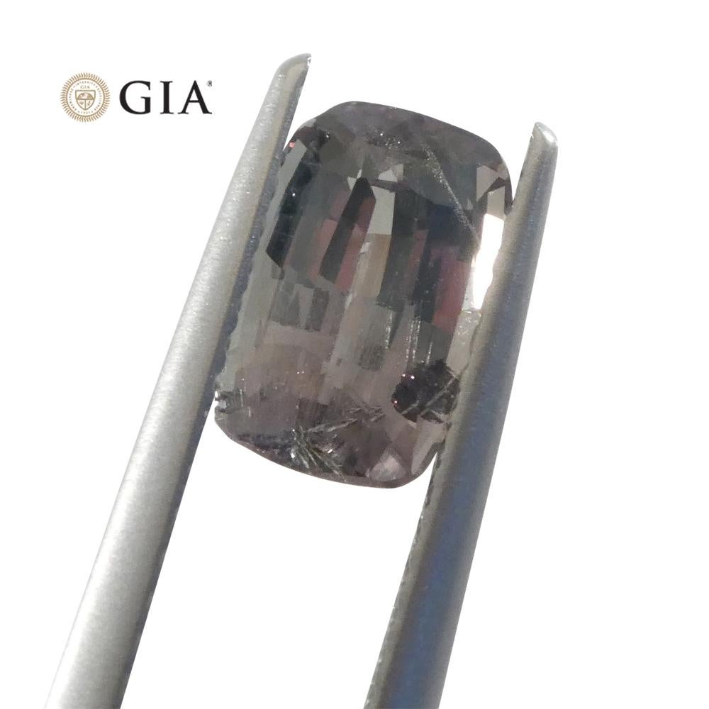 1.6ct Cushion Yellowish Green to Grey-Purple Alexandrite GIA Certified Unheated For Sale 5
