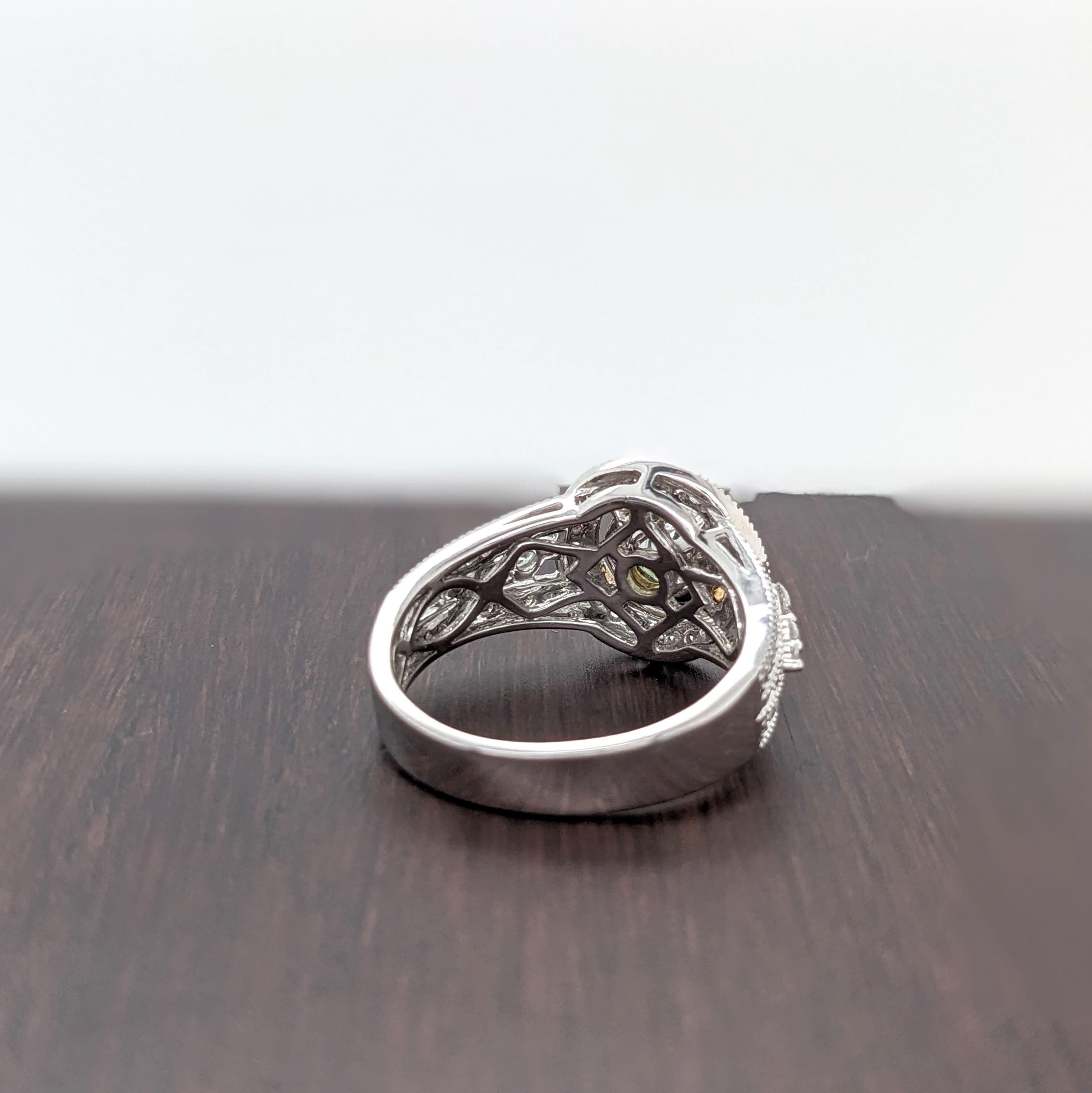 1.6ct Demantoid Ring w Earth Mined Diamonds in Solid 14K Dual Tone Gold 1