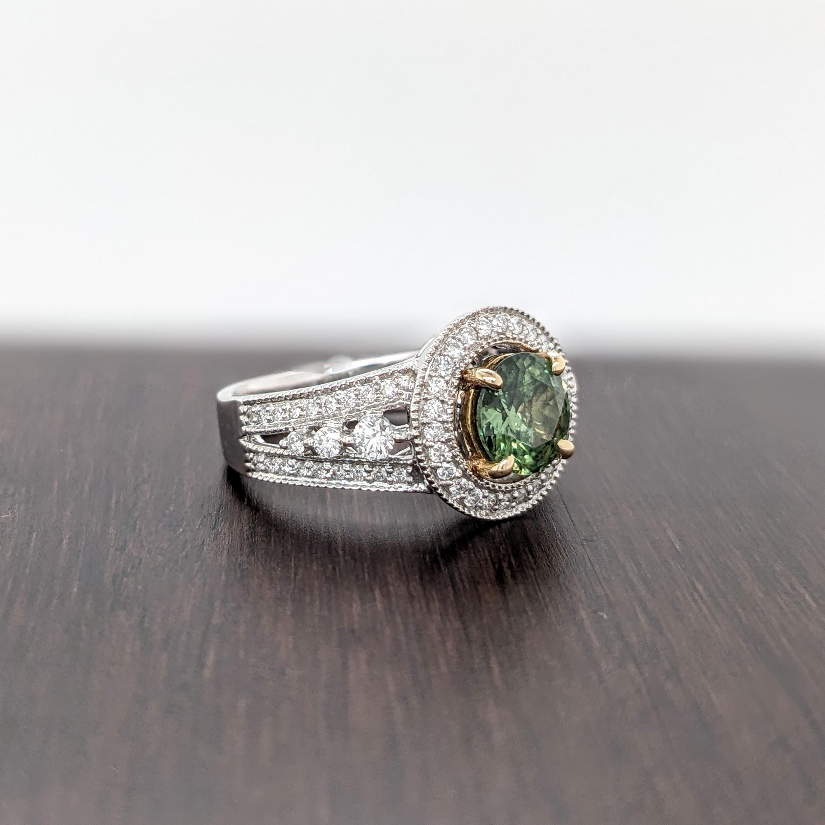 1.6ct Demantoid Ring w Earth Mined Diamonds in Solid 14K Dual Tone Gold 2