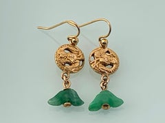 16ct Gold & Jade Antique Japanese Earrings