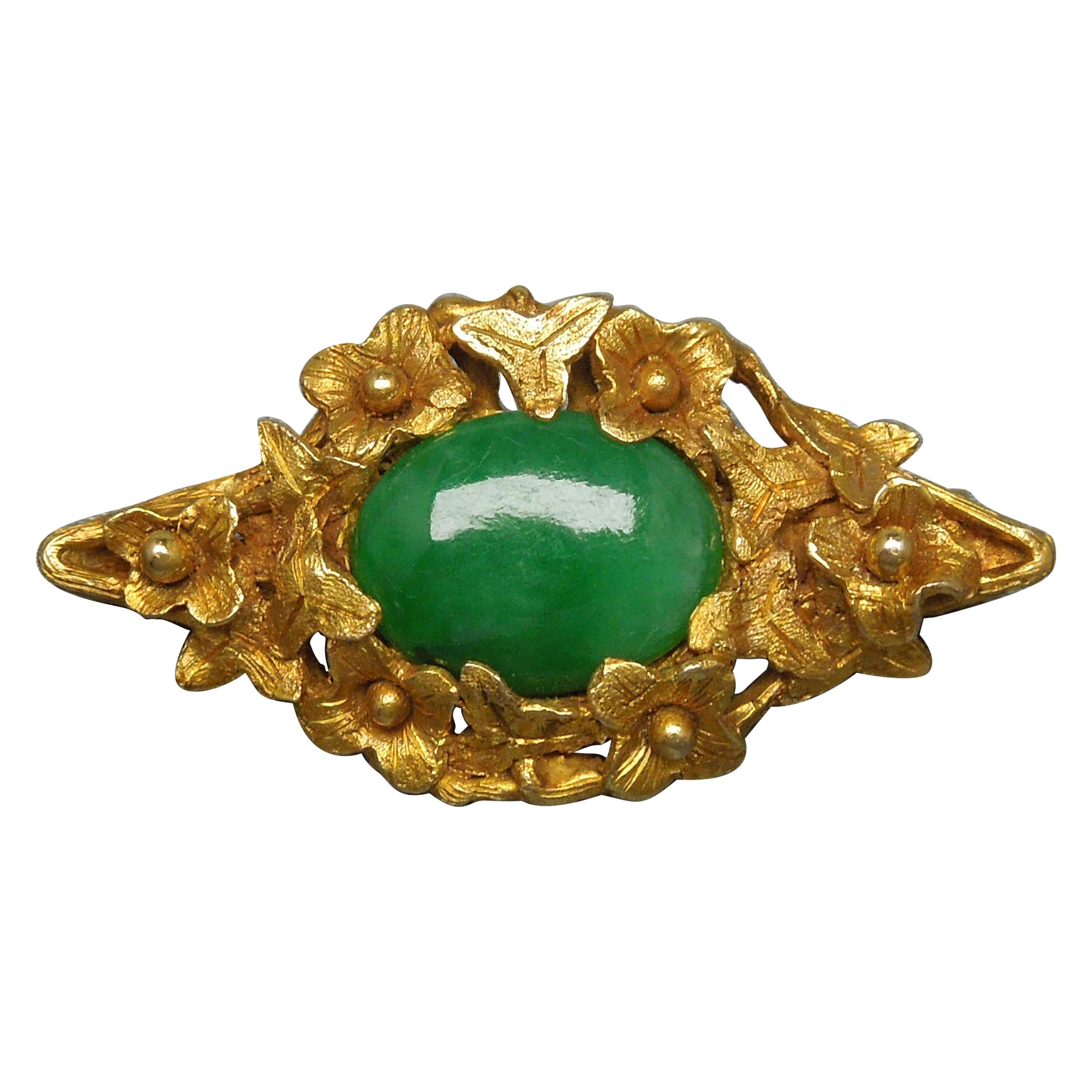 Anstecknadel 16 Karat Gold Jade „Forget Me Not“