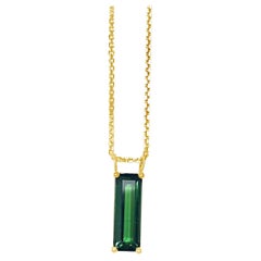 1.6ct Green Tourmaline Necklace in 14k Yellow Gold