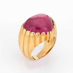 16 Carat Heart Cut Pink Tourmaline Ring Vintage 18 Karat Gold Estate Jewelry
