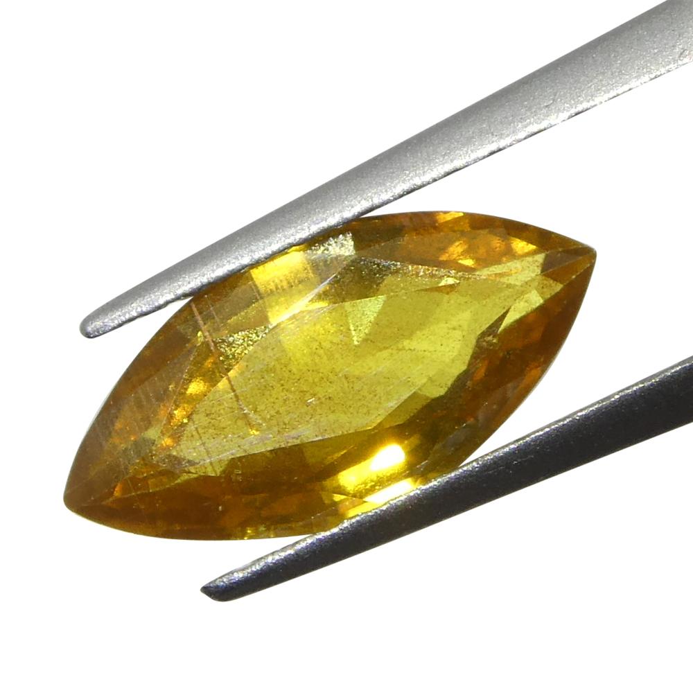 Brilliant Cut 1.6ct Marquise Yellow Sapphire from Tanzania Unheated For Sale