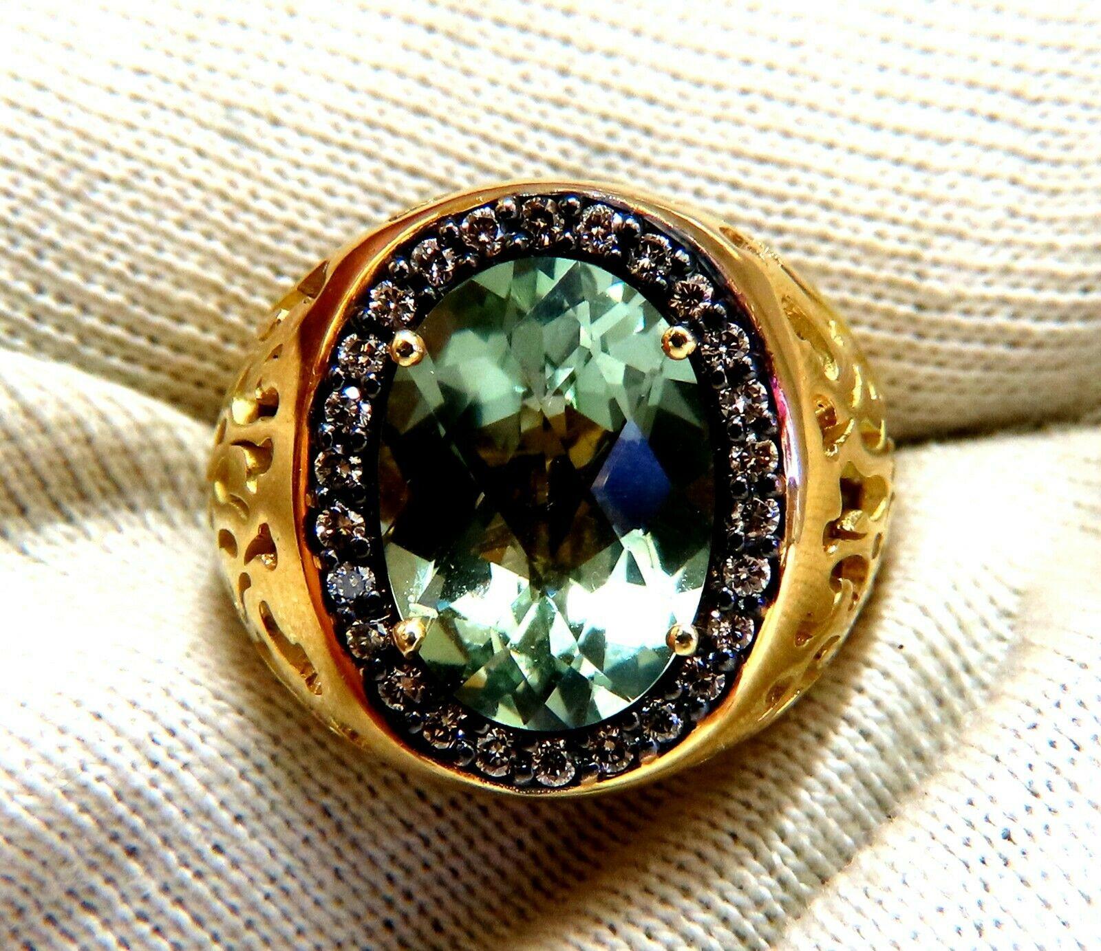 16ct Natural Green Amethyst Diamonds Ring Garavelli In New Condition For Sale In New York, NY