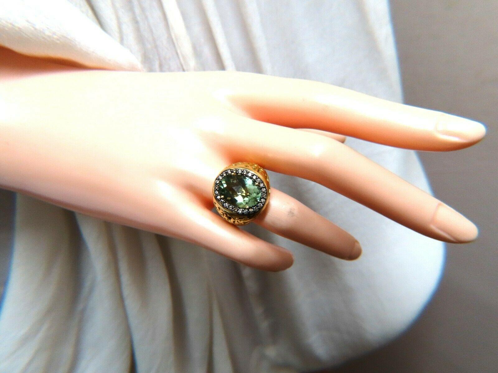 Women's or Men's 16ct Natural Green Amethyst Diamonds Ring Garavelli For Sale