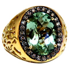 16ct Natural Green Amethyst Diamonds Ring Garavelli*