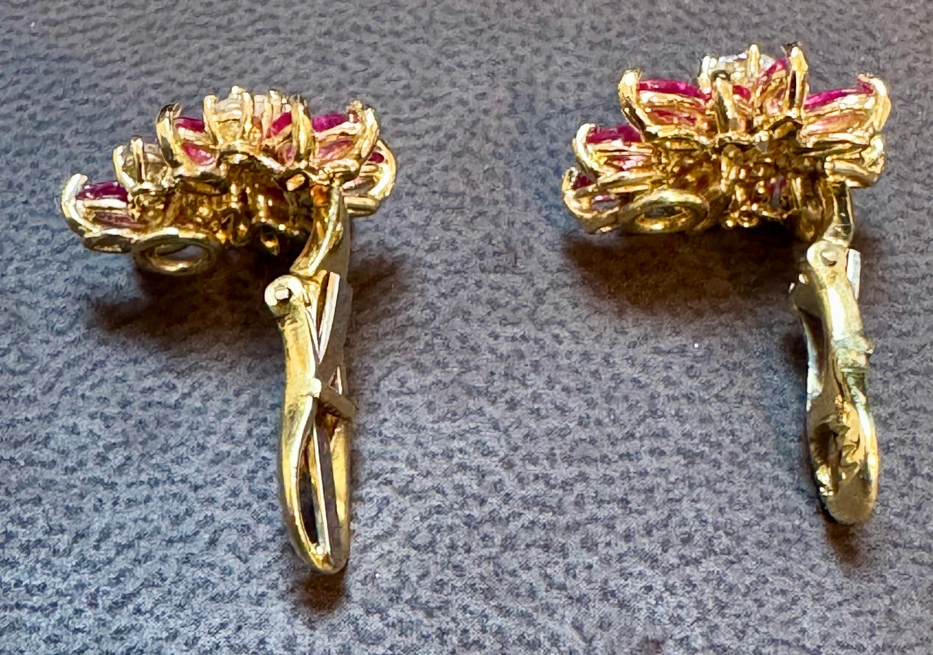 1.6Ct Natural  Marquise Ruby& .80 Ct Diamond Clip on Earring 18 KYG For Sale 6